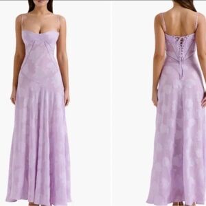 HOUSE OF CB 'Seren' Orchid Floral Lace back maxi dress size small